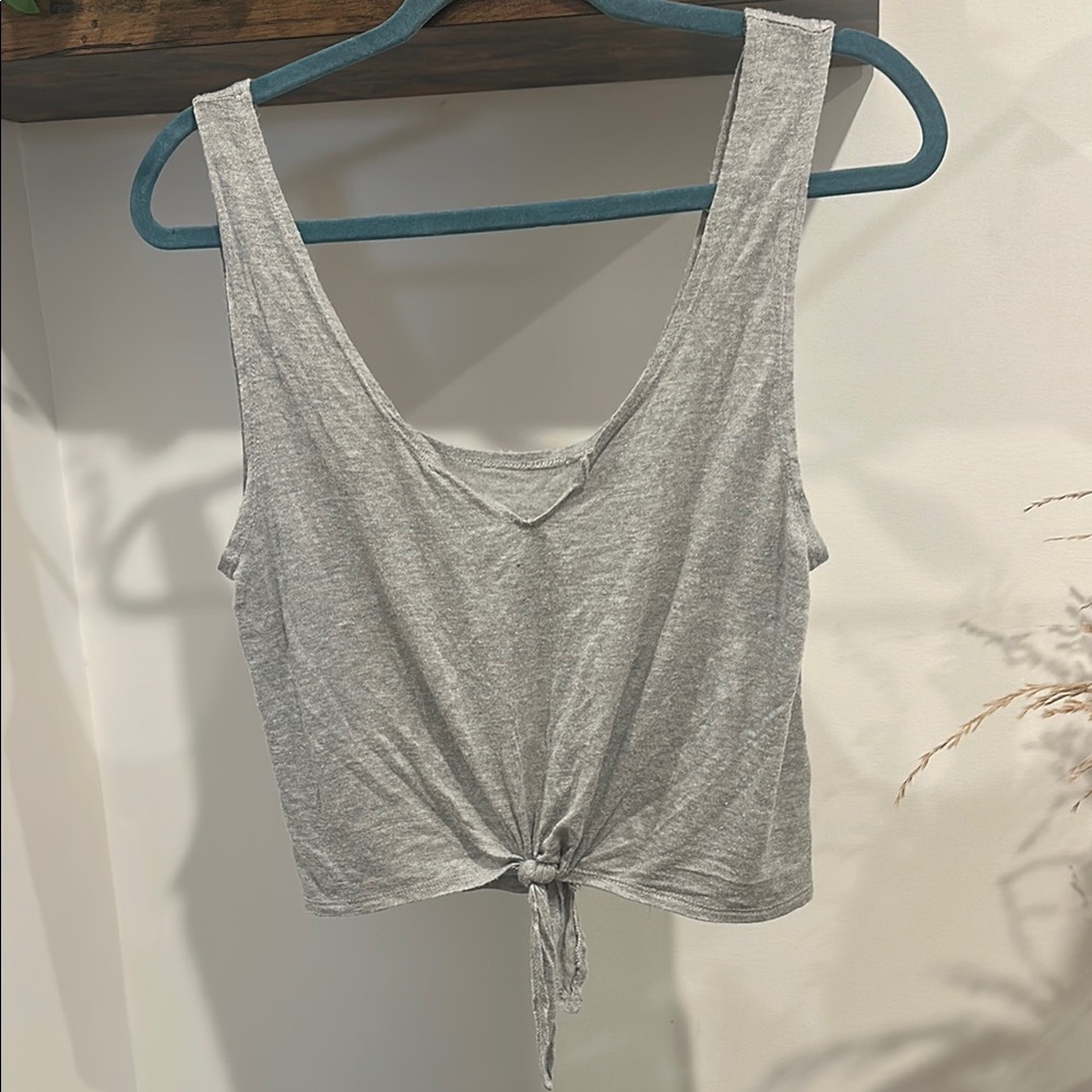 Gray Women's Tie-Front Tank Top
